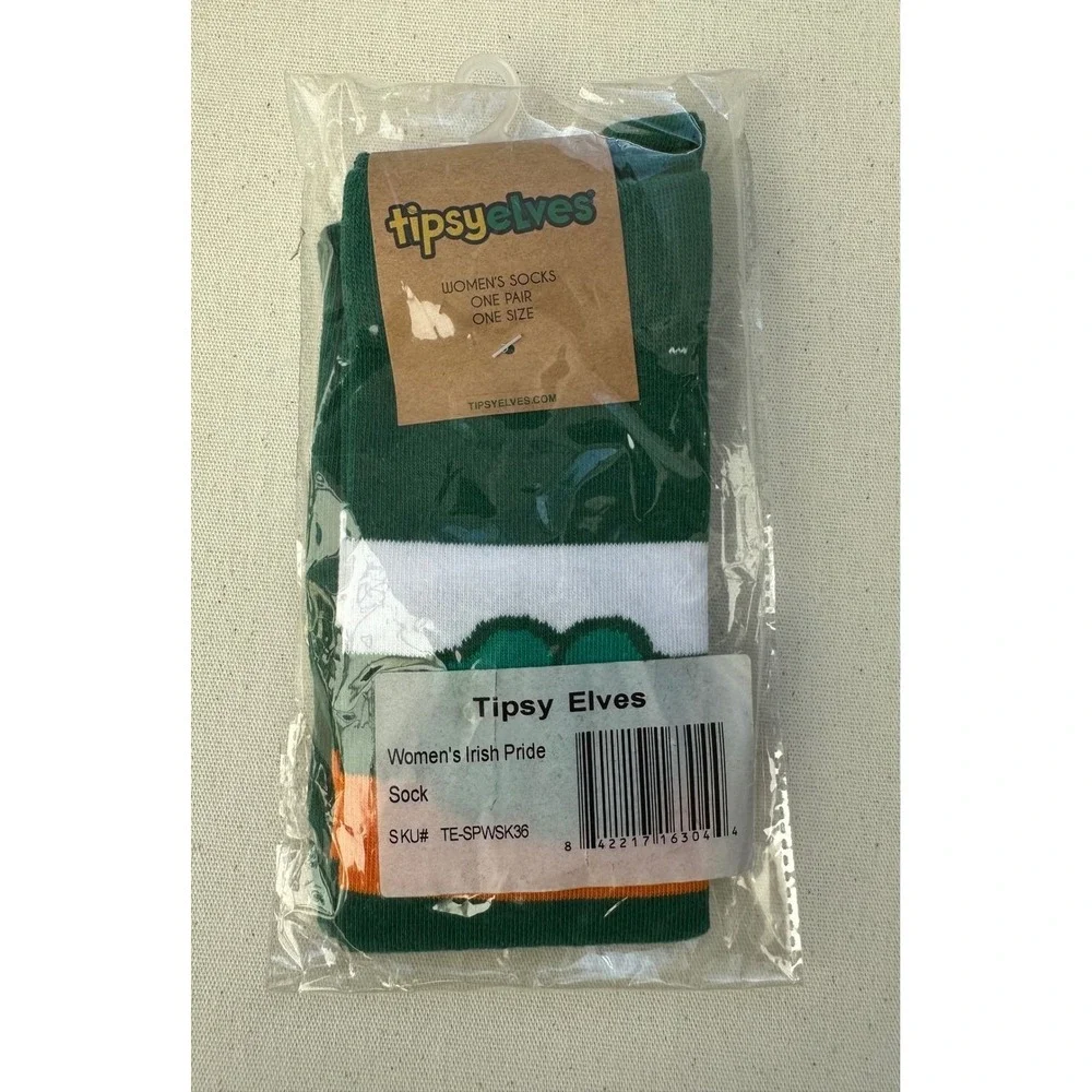 Tipsy Elves Women's Irish Pride Shamrock Striped Socks St Patrick's Day OS New